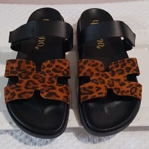 Yokono ⚜️ Leopard Print and Black Women's Sandals